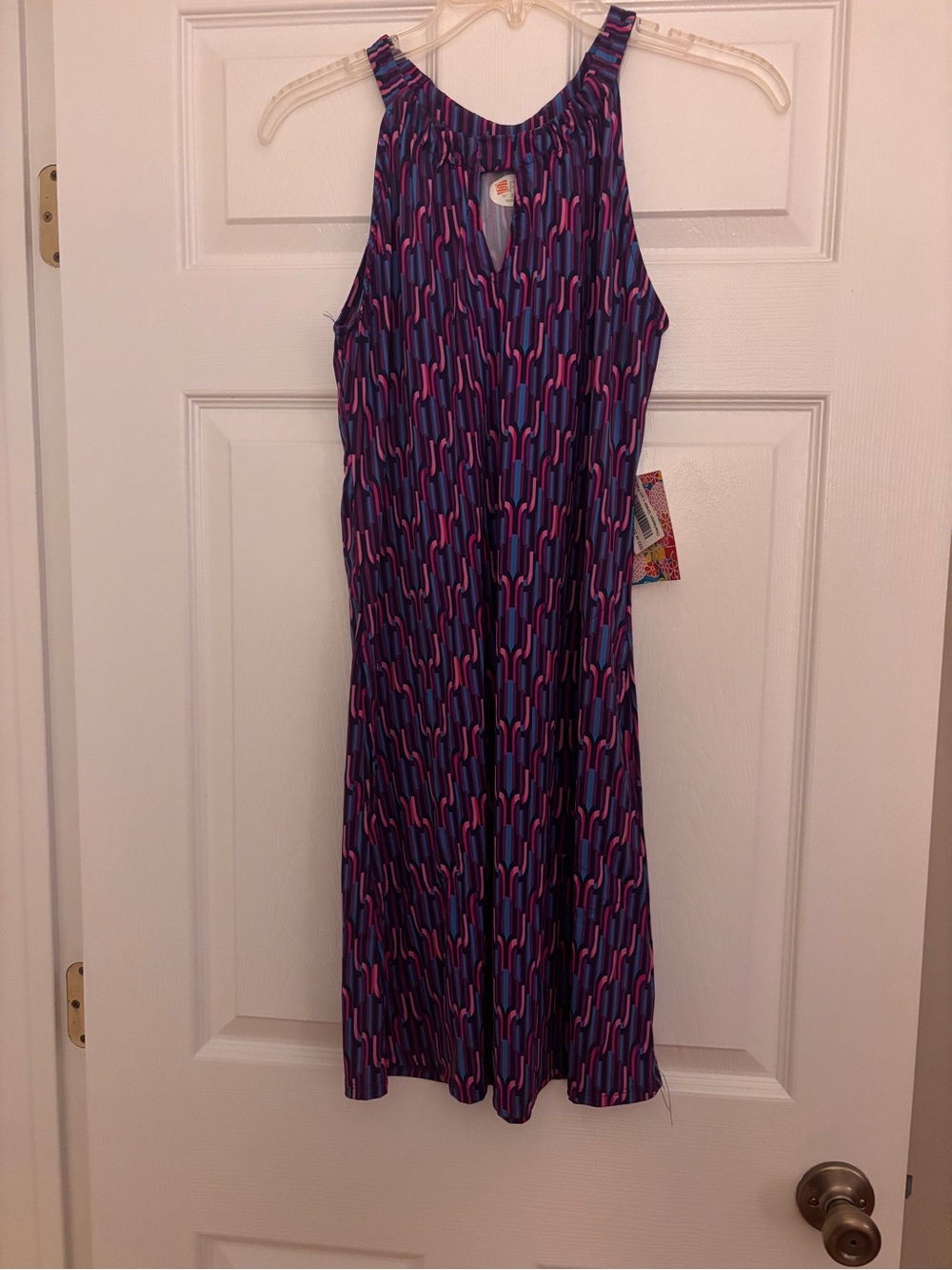 NWT- Spunkwear Charleston line Sleevless Patterned Halter Midi Dress - Picture 1 of 5